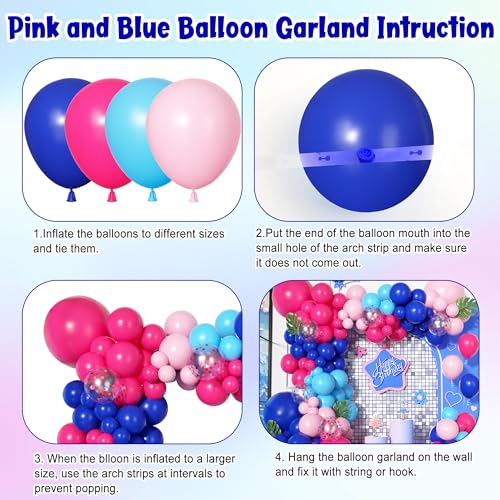 Hot Pink & Blue Balloon Arch Kit - 170 Pcs Tropical Party Decor