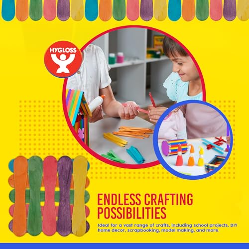 Vibrant Wooden Craft Sticks - 100 Count Colored Popsicle Sticks
