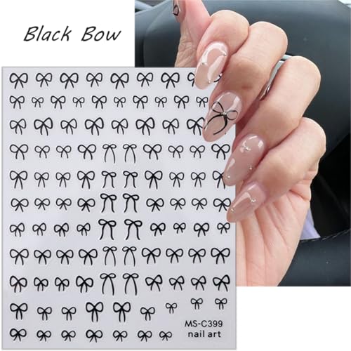 3D Bow Nail Decals - 6-Sheet Self-Adhesive Bow Tie Nail Art Stickers