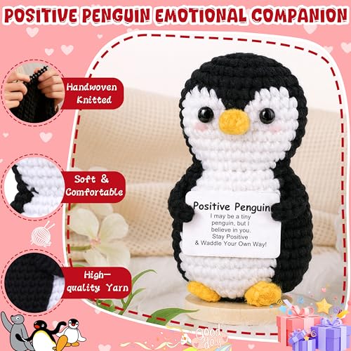 JoycuFF Mini Positive Penguin Crochet Doll – Cute Emotional Gift