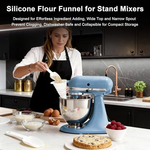 Hubaltuye Flour Funnel Attachment for Stand Mixer with Spoon