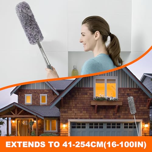5 Piece Microfiber Duster Kit with Extension Pole - Washable
