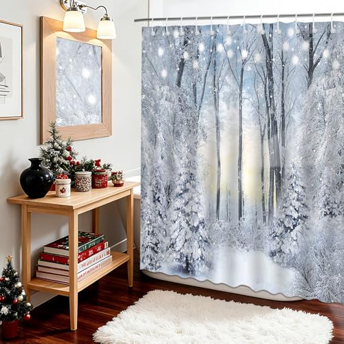 Winter Forest Shower Curtain 71x71 Inch - Waterproof Polyester Bathroom Decor