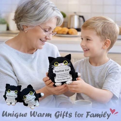 Handmade Black Cat Gifts - Positive Crochet Animal for Support