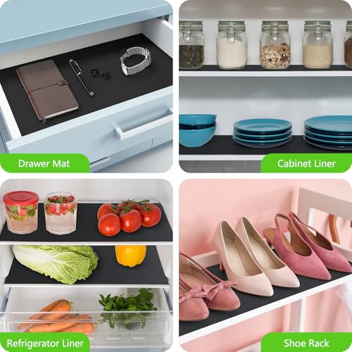 Non-Adhesive Shelf Liner 11.8" x 59" - Black EVA Drawer Mat