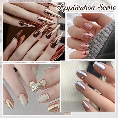 SUTOKAKA Chrome Nail Powder Set Metallic Mirror Effect Nail Pigment