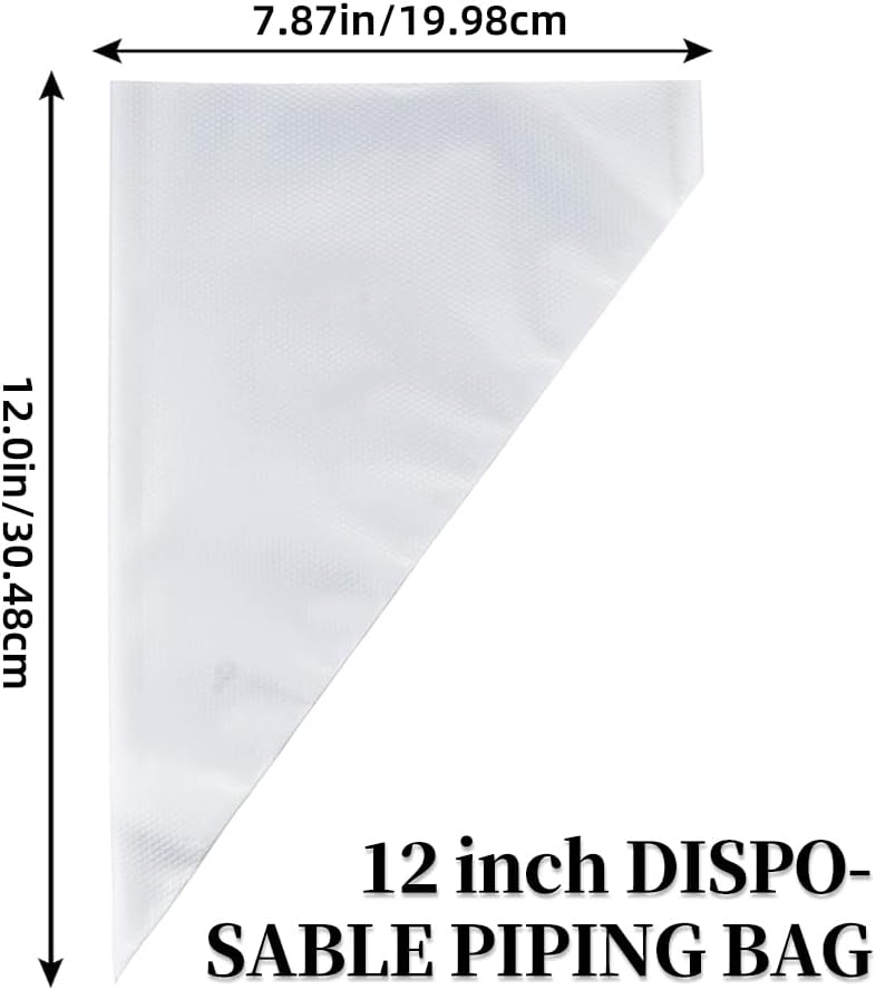 Skiennix Beginner Cake Decorating Kit - 50 Pcs Disposable 12-Inch Piping Bags & 3 Cake Scrapers | Anti-Burst Icing Bags for Frosting, Cookies & Cupcakes