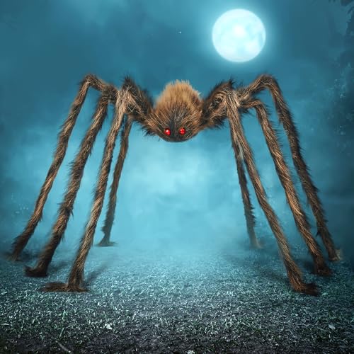 5ft Brown Hairy Spider Halloween Decoration - Scary Outdoor & Indoor Prop