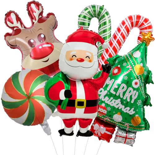 Christmas Foil Balloons Set with Santa Reindeer Tree Candy Decorations