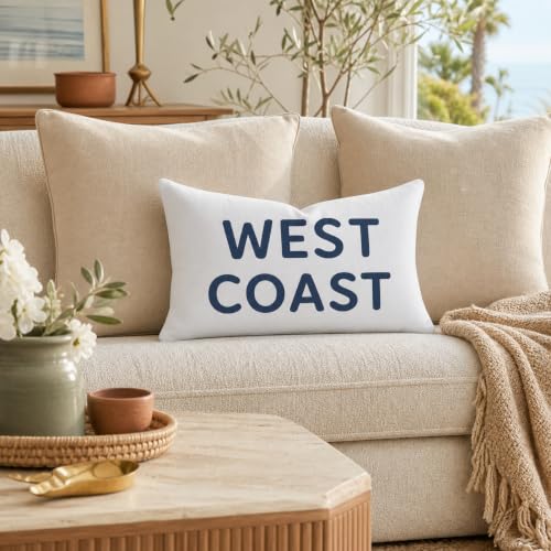HERHOME Navy Blue & White Coastal Lumbar Pillow Cover 12x20 for Home & Outdoor Decor – Pack of 1