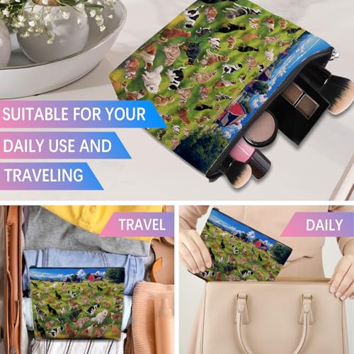Dog Doodle Art Makeup Bag Cute Puppy Cosmetic Pouch for Women