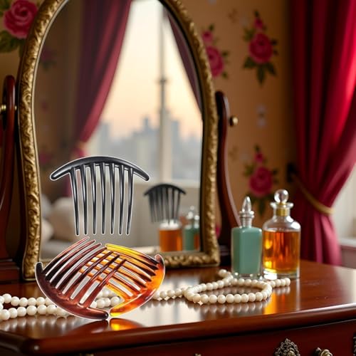 Seadiquiet 3-Piece 7-Tooth French Twist Hair Combs Plastic Side Clips