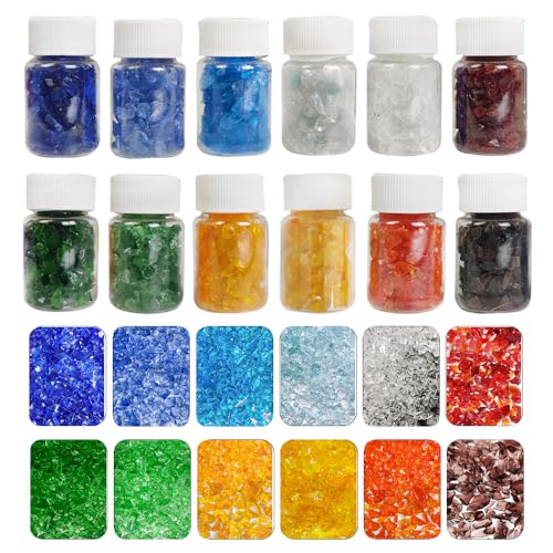 12 Color Crushed Glass Sand for Resin Art & Crafts - 3-8 MM