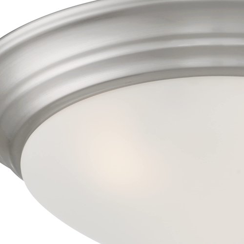 DESIGNERS FOUNTAIN 3-Lights Flush Mount Ceiling Lights, 16.75 Inch Tap Etched Glass Lighting Fixture for Kitchen, Bedroom, Bathroom, and Hallway, Brushed Nickel, 1360L-BN