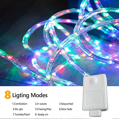 Multicolor 100ft LED Rope Lights Outdoor Waterproof Connectable & Flexible