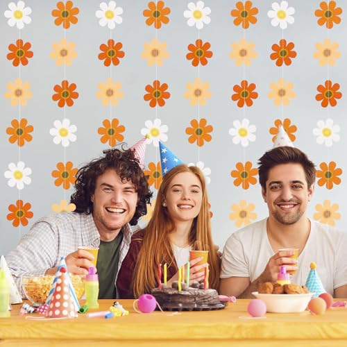 8Pcs Daisy Groovy Boho Party Hanging Banners - Retro Decor