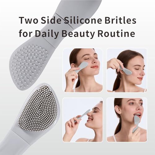 HIEERBUS 2-in-1 Blackhead Remover and Silicone Face Scrubber Tool Light Gray