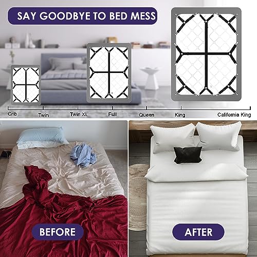 Luyena Adjustable Bed Sheet Straps - 6 Pack Elastic Fitted Sheet Holders