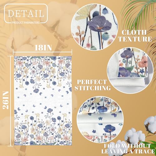Floral Hand Towels Set of 2 - Soft Absorbent Summer Design 18"x26"
