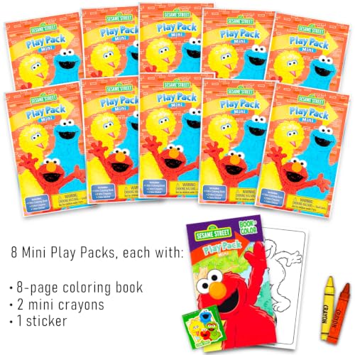 Sesame Street Kids Party Favors Bundle - 8 Mini Activity Packs with Coloring Books & Stickers