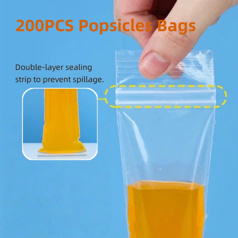 200 Disposable Ice Pop Molds with Funnel for Homemade Treats