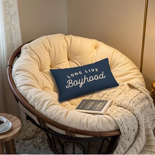 Long Live Boyhood 12x20 Lumbar Pillow Cover - Navy Blue Boys Room Decor