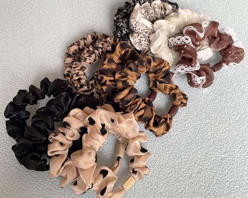 Mebloblo Hair Scrunchies Set - 12 Pack Silk and Satin Ponytail Holders