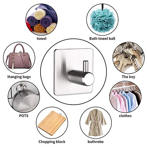Caitang Heavy Duty Self-Adhesive Wall Hooks - Waterproof Stainless Steel Coat & Towel Hangers, 4 Pack