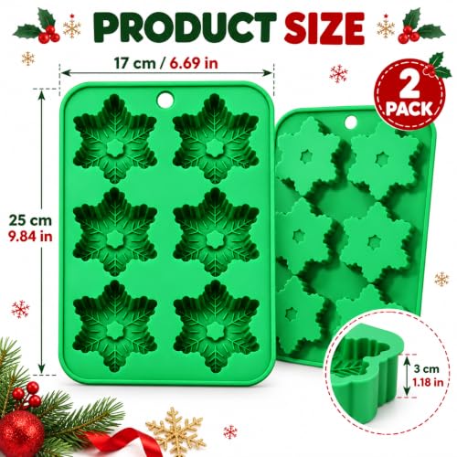 2pcs Christmas Snowflake Silicone Molds 6 Cavities Hanging - Variation of THIS listing