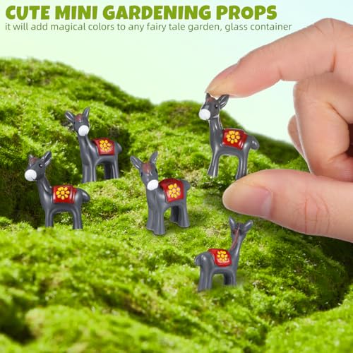 10-Piece Mini Donkey Figurine Set for Fairy Garden Decor