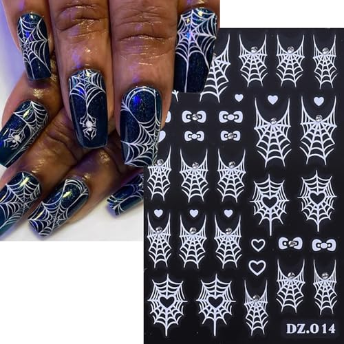 Spider Web Nail Art Stickers - 4 Sheets 3D Metallic Decals