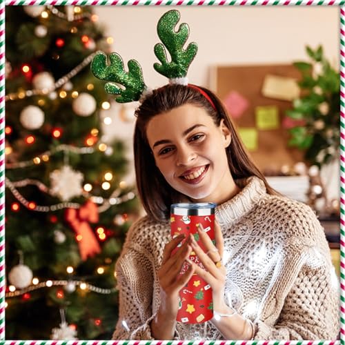2 Pack Christmas 20oz Stainless Steel Skinny Tumblers with Lid & Straw - Holiday Gift