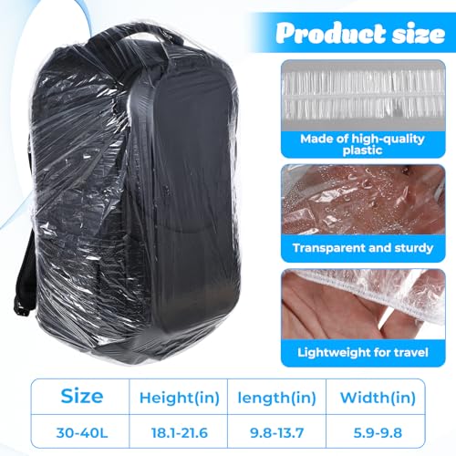10 PCS Backpack Rain Cover Disposable, Portable Waterproof Backpack Covers Compact Bag Raincoat Disposable Rain Cover for Backpacks 30l-40l, Elastic Covers Protector Outdoor Hiking Cycling Emergency
