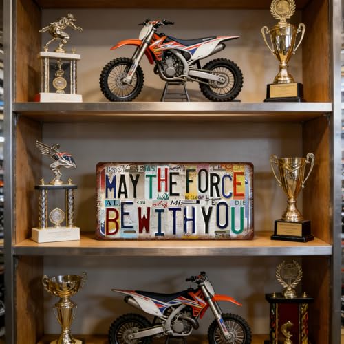 Vintage May The Force Be With You Metal Sign - 12x6 Wall Art
