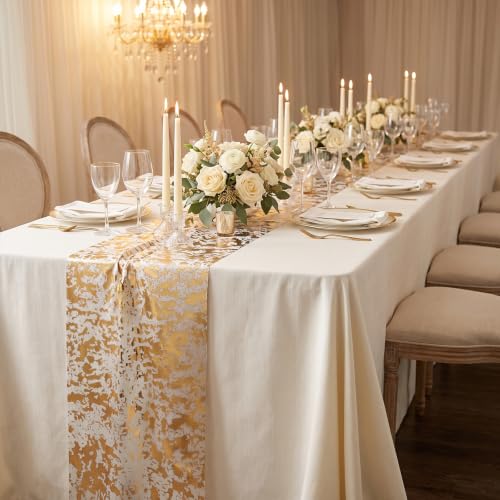 Gold 9FT Sequin Glitter Metallic Foil Table Runner - Veridra