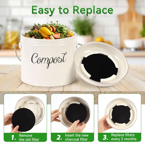 10 Pack Compost Bin Charcoal Filters - Odor-Absorbing 6.7" Replacement