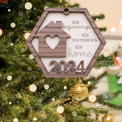 New Home Ornament 2024 - Wood Christmas Gift for Housewarming
