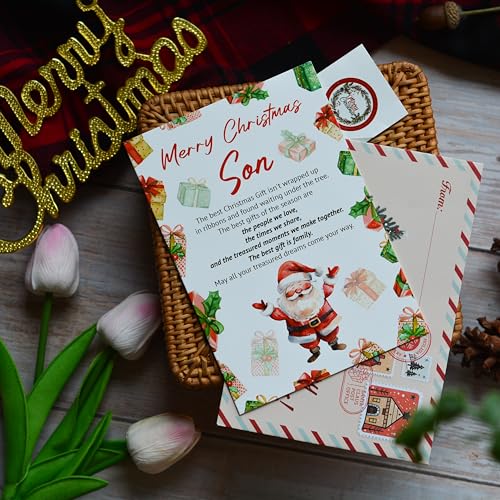 Merry Christmas Card for Son with Envelope & Seal - Heartfelt Design