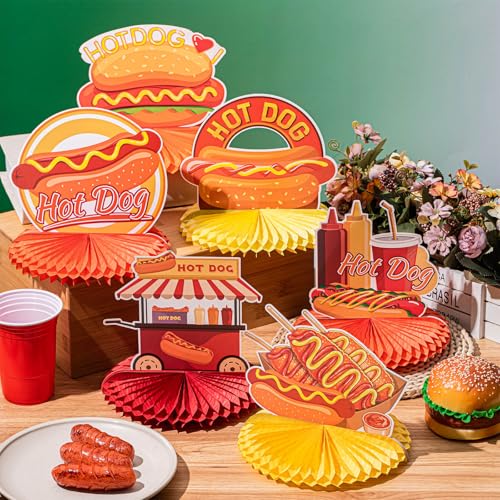 Tioncy 10 Pcs Hot Dog Table Centerpieces for Parties