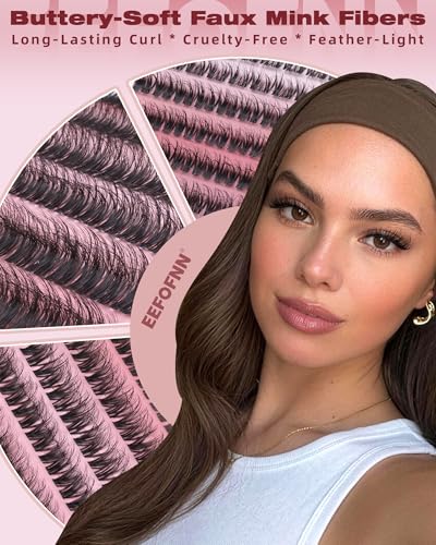Eefofnn Wispy Lash Clusters 8-14mm DD Curl Individual DIY Eyelash Extensions