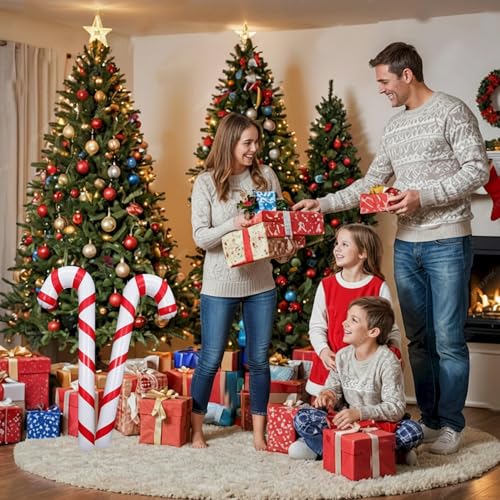 Large Inflatable Candy Cane Balloons - 35 Inch Christmas Decorations, 2 Pcs - Red Candy Cane, Holiday Pool & Indoor Decor