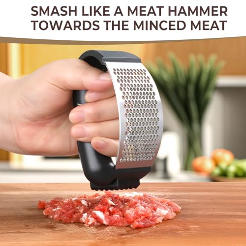Kebley Stainless Steel Garlic Press Rocker with Peeler & Scraper
