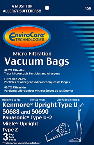 EnviroCare Micro Filtration Vacuum Bags for Kenmore & Panasonic - 3 Pack