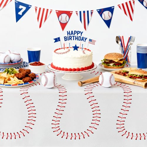 Baseball Tablecloths - 3 Pack Disposable Party Covers, 86x55in