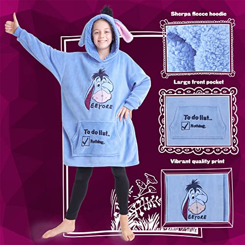 Disney Stitch Kids Oversized Hoodie Blanket - Light Blue Wearable Fleece