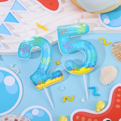 25th Birthday Number Candle with Cute Flower Cloud Design