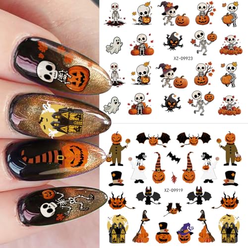 30 Sheets Halloween Nail Art Stickers 3D Self-Adhesive Gothic Decals
