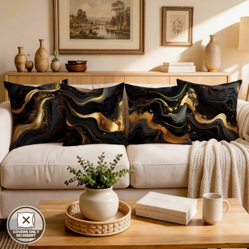 ORMAN Marble Throw Pillow Covers 18x18, Set of 4 Double-Sided Cushion Cases