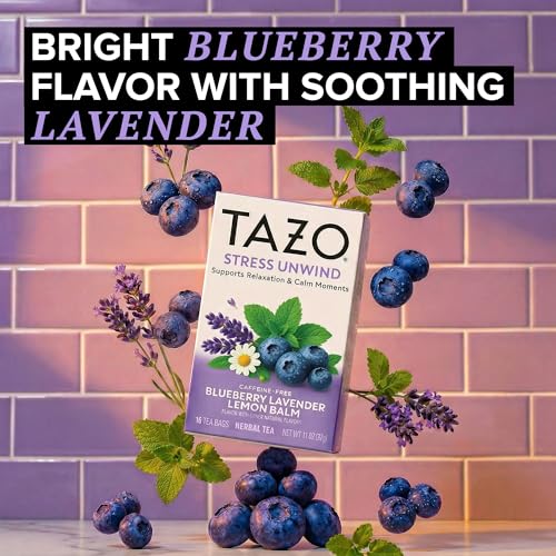 TAZO Herbal Tea Bags - Stress Unwind with Blueberry Lavender, 16 Count