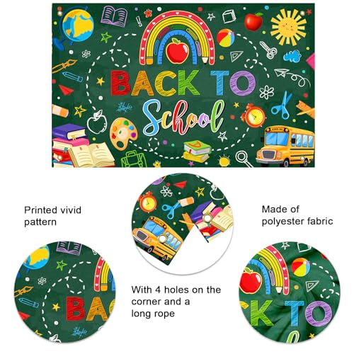 Back to School Photo Backdrop Banner - 6x3.6ft Decorations